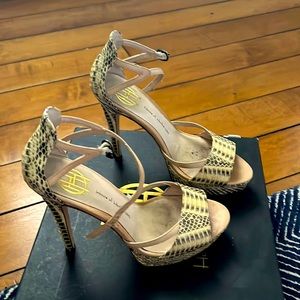 House of Harlow Stiletto “Snakeskin” Sandals —Size 37